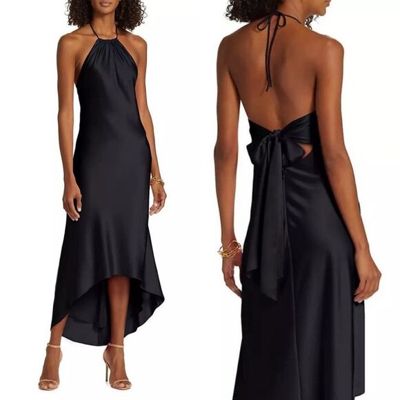 Alice + Olivia Rayni Midi Black Dress Size 6 - Picture 1 of 13